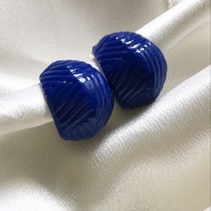 Vintage half hoop blue earrings